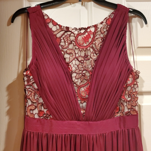 Burgundy Adrianna Papell Floor Length Gown - Picture 4 of 4